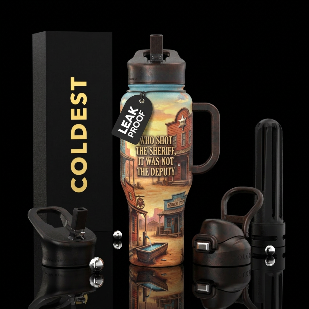 Who shot the sheriff water bottle design