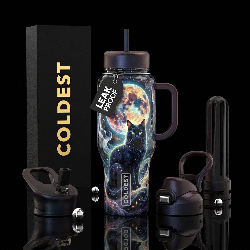 Moon Cat water bottle design