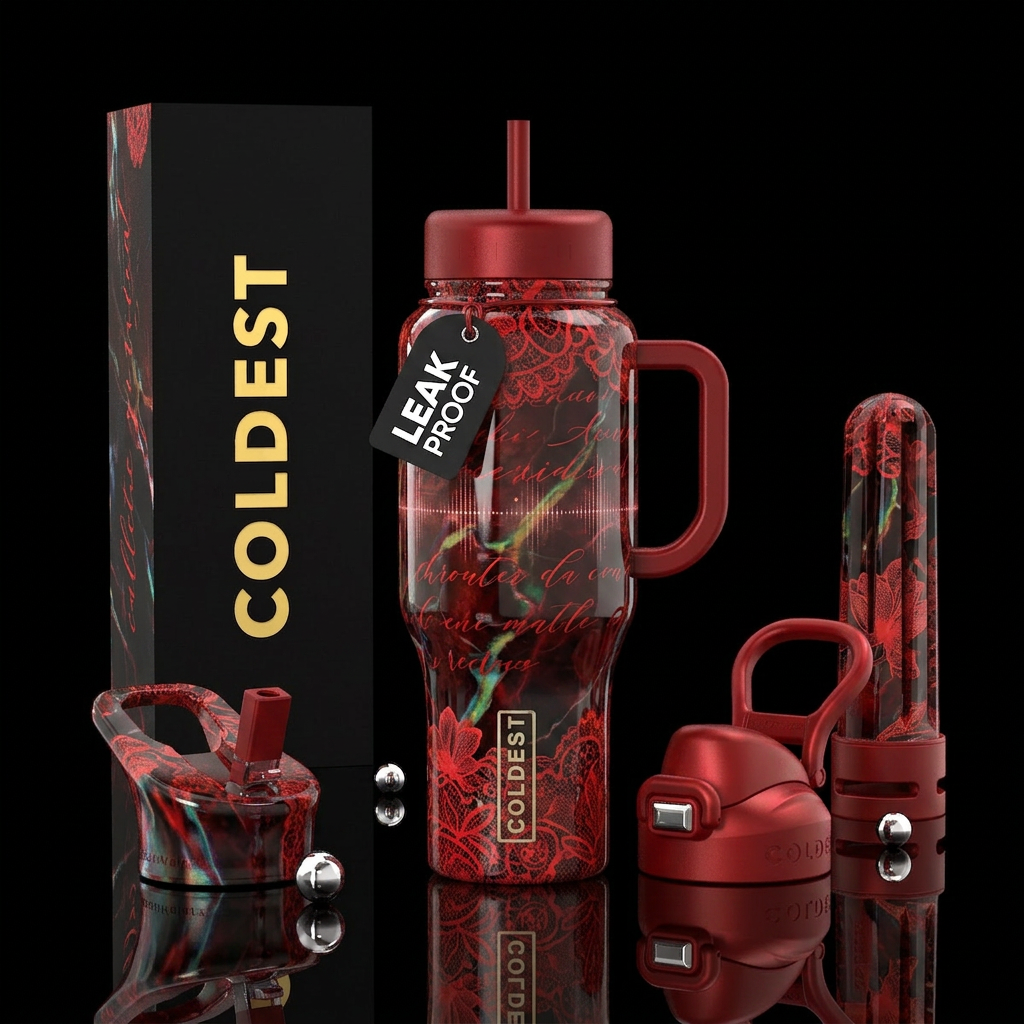 Scarlet lace water bottle design