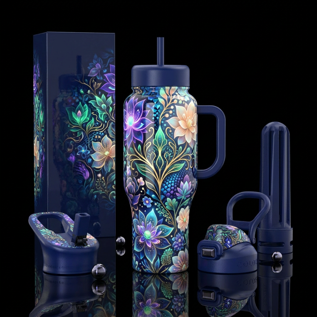 Bold Floral water bottle design