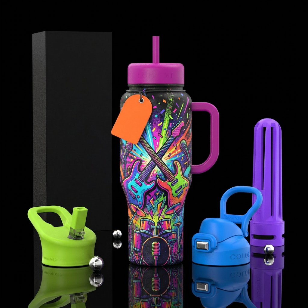 I love rock n roll water bottle design