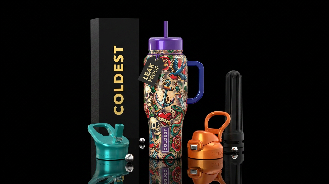 Flash Tats water bottle design