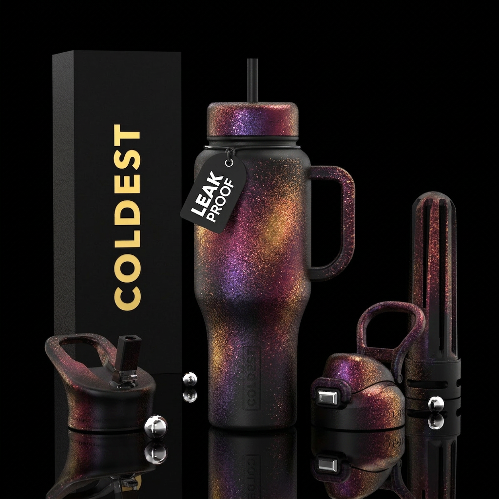 Onyx, ombré, stippling, duochrome, wisteria, golde... water bottle design