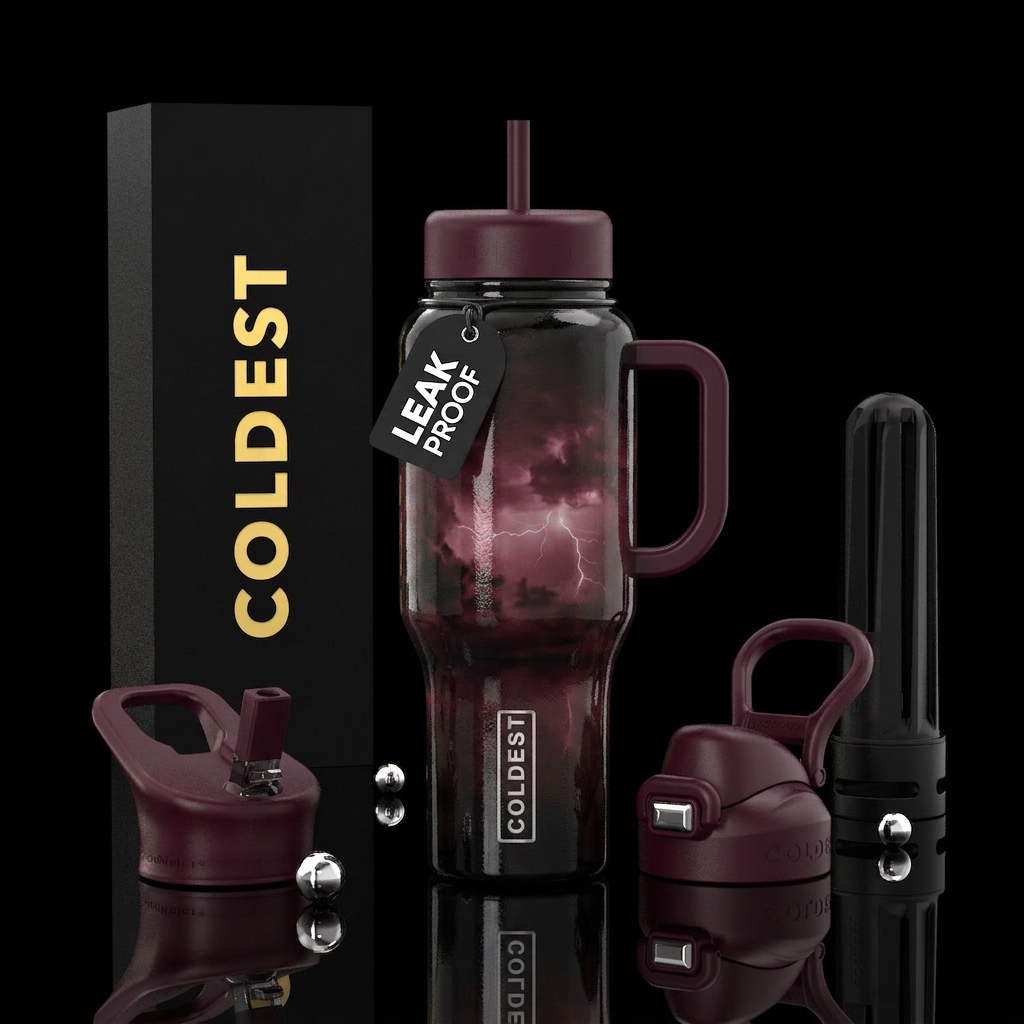 Onyx, ombré, stippling, duochrome, wisteria, golde... water bottle design