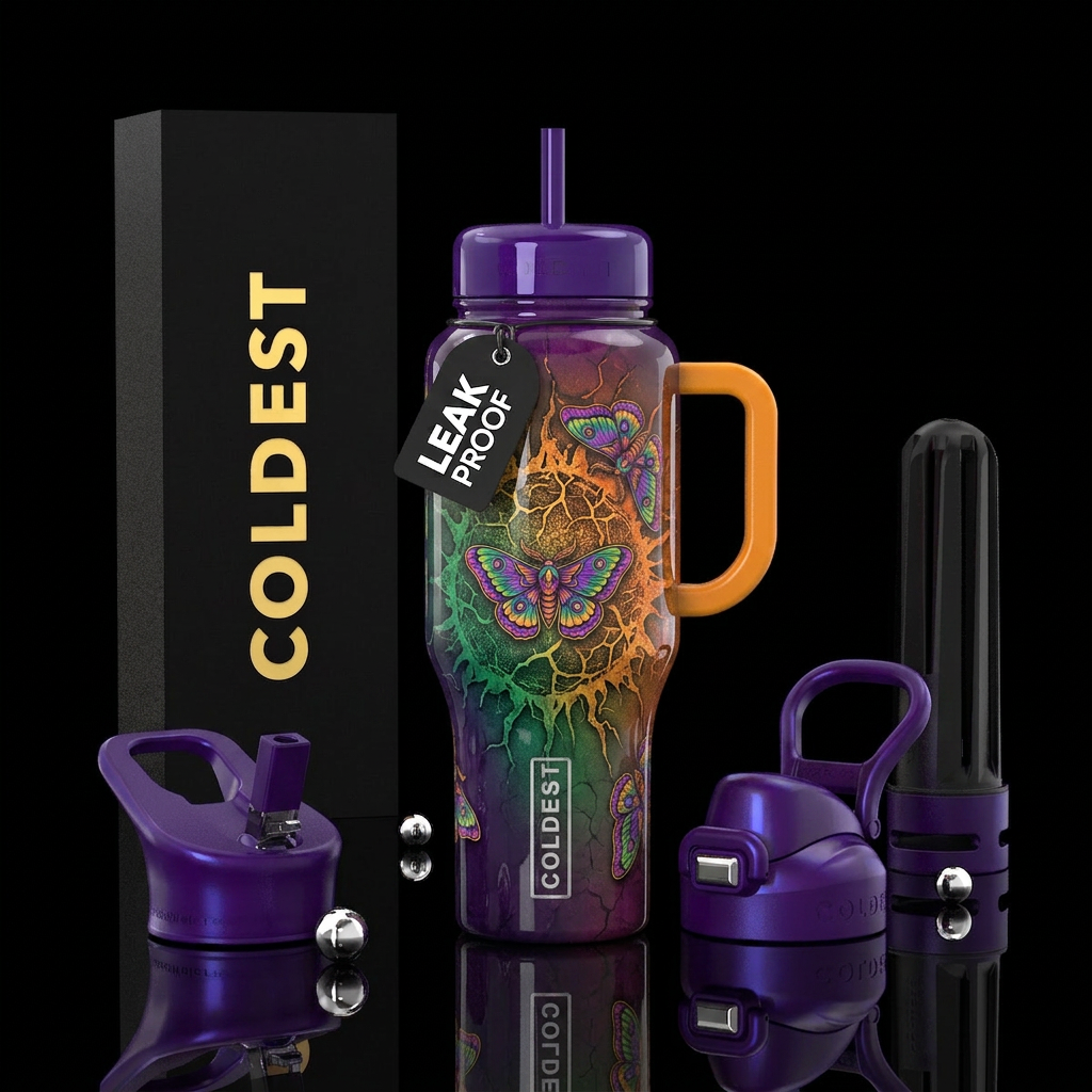 Glossy, cracked, solo, esoteric, spritz, moth, mat... water bottle design