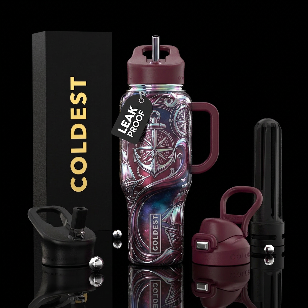 hypnotic, vaporwave, chrome, divine, delicate, out... water bottle design