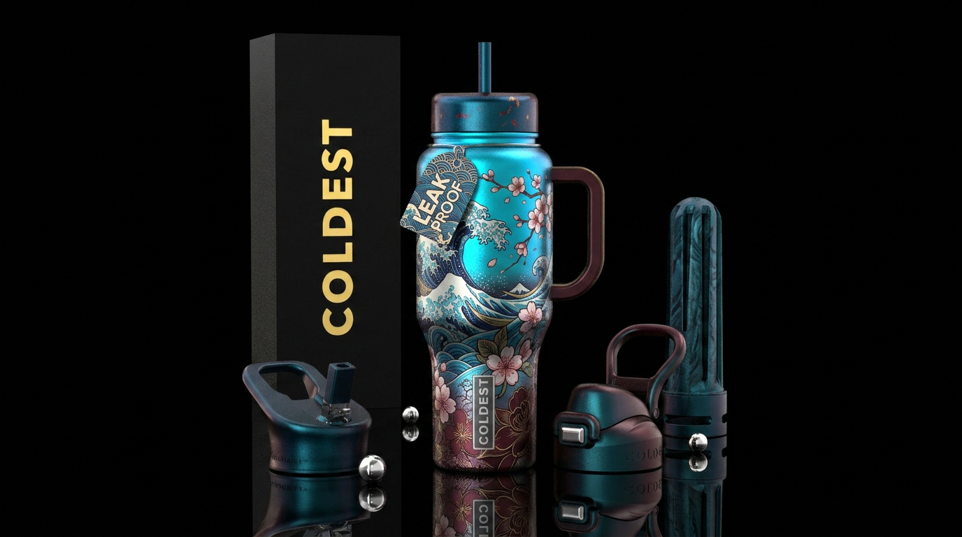 Nostalgic Japan water bottle design