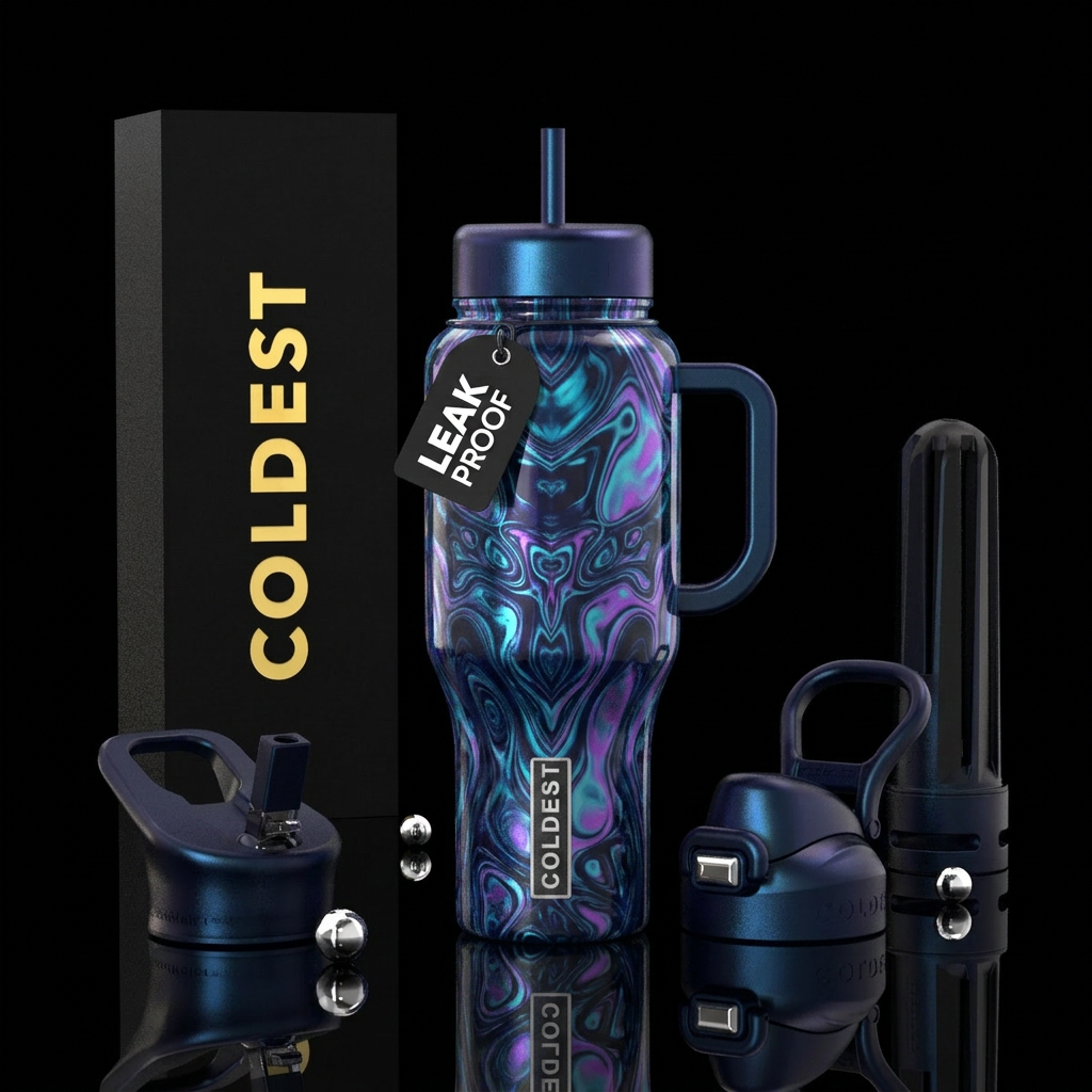 Indie blue, water bottle design