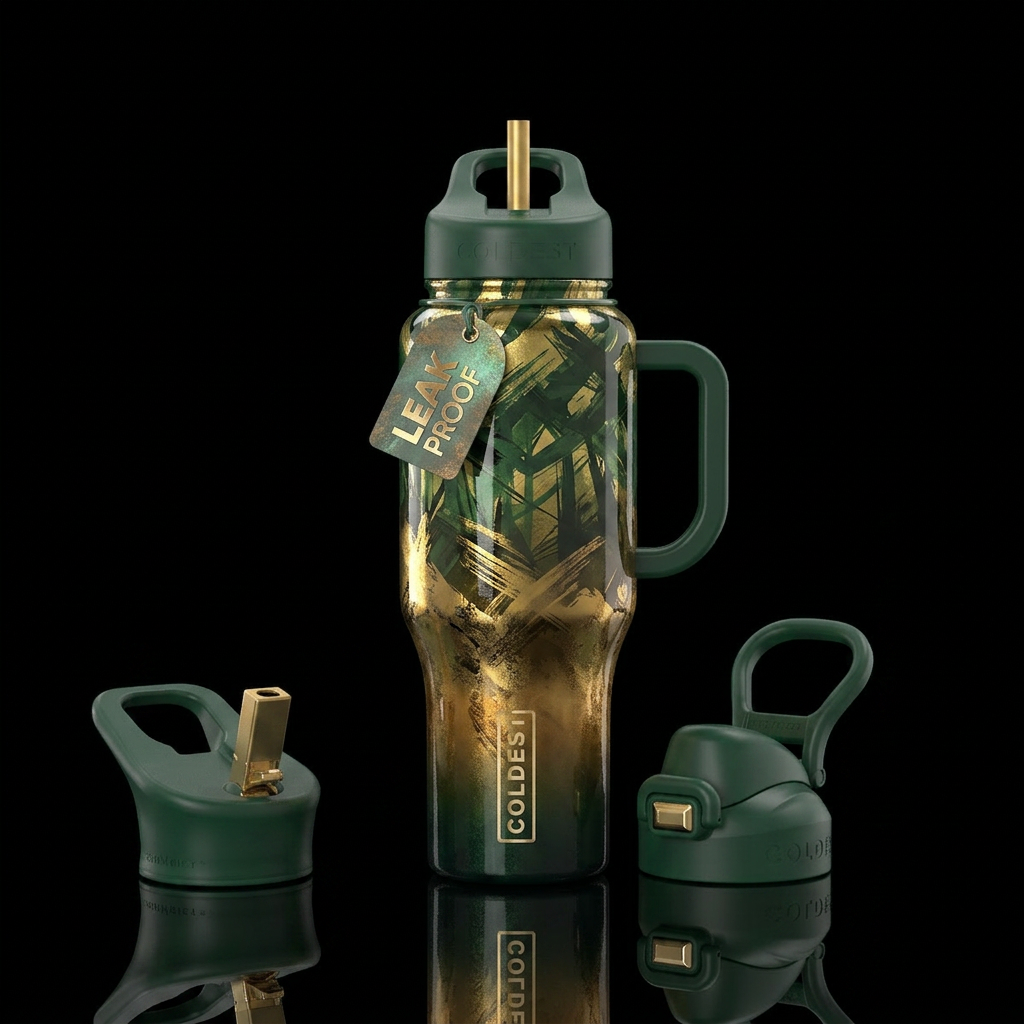 gradient, oxidized, gold, toffee, brush stroke, gl... water bottle design