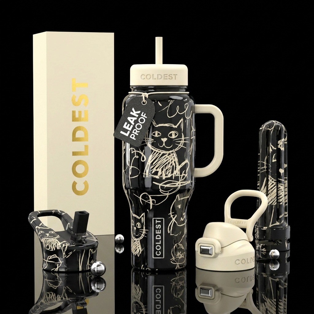 Cat water bottle design