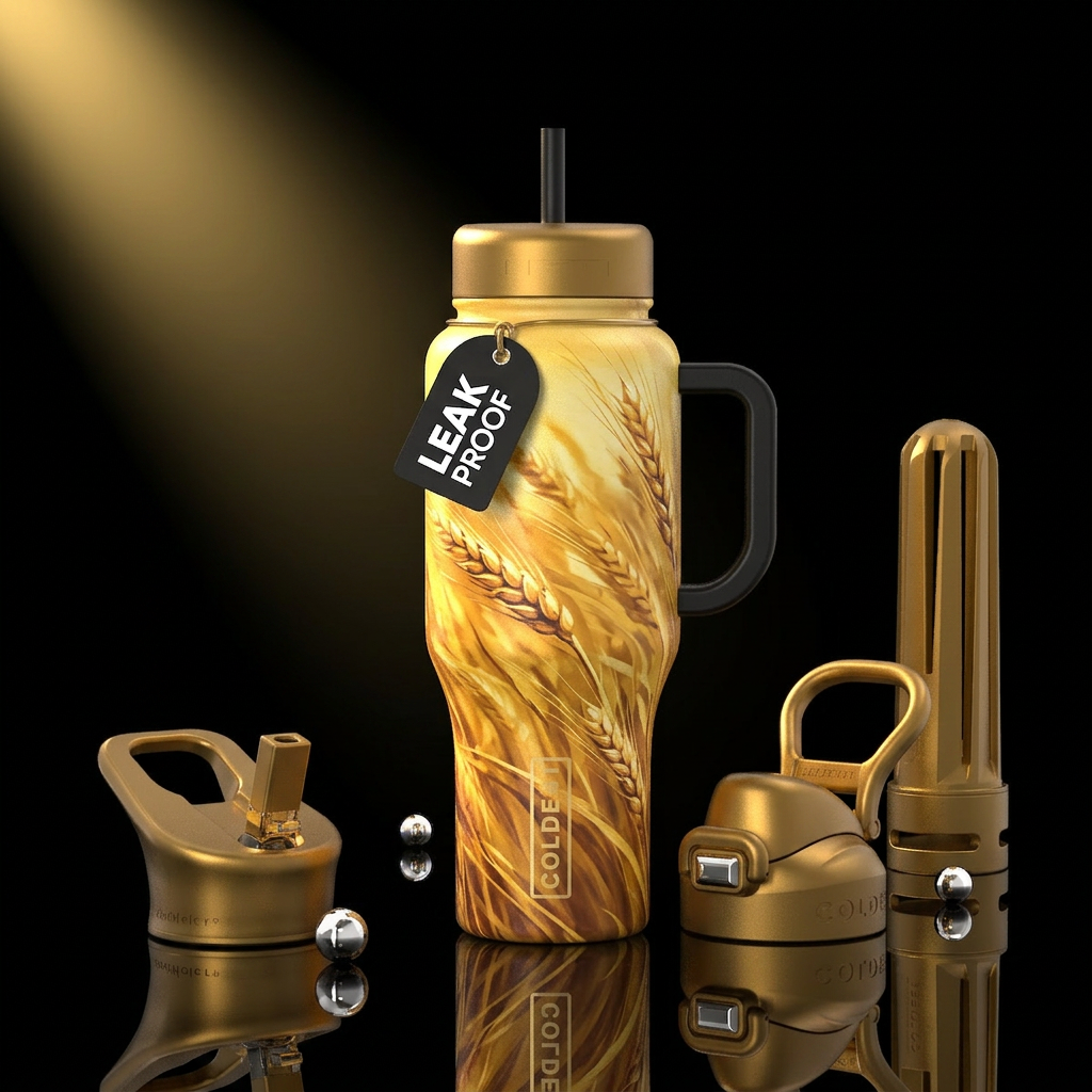 Wheat harvest water bottle design