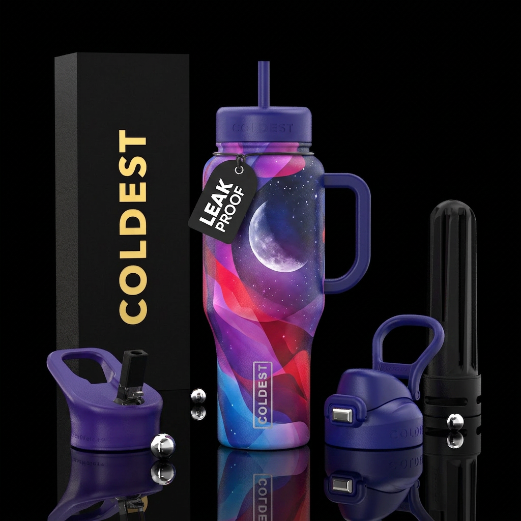 Moon n colors water bottle design