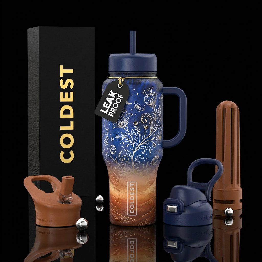 Floral sky water bottle design