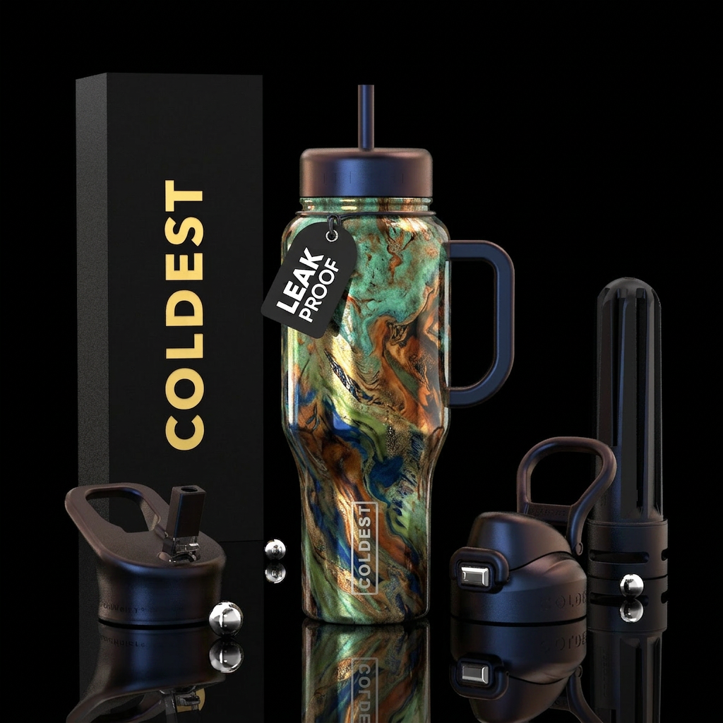 Melted color water bottle design