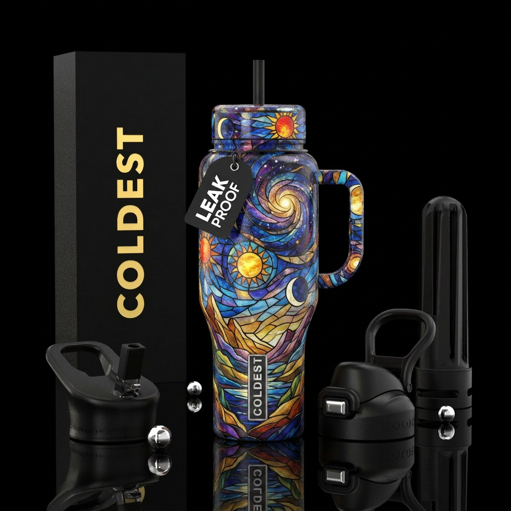 Starry Cosmic Night water bottle design