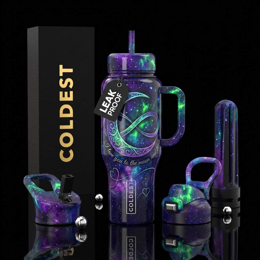 I love you to the moon and back water bottle design