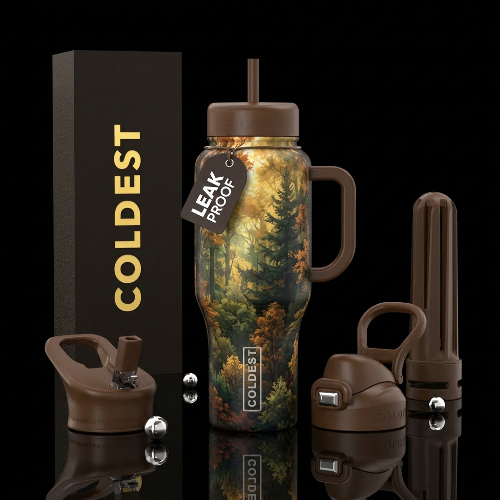 Intense forest water bottle design