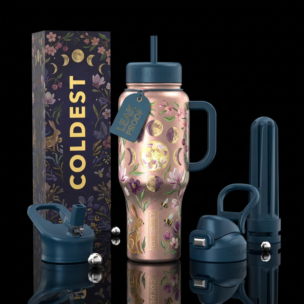 Flower Moon water bottle design