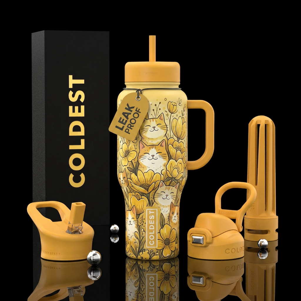 Joes Happy Cats water bottle design