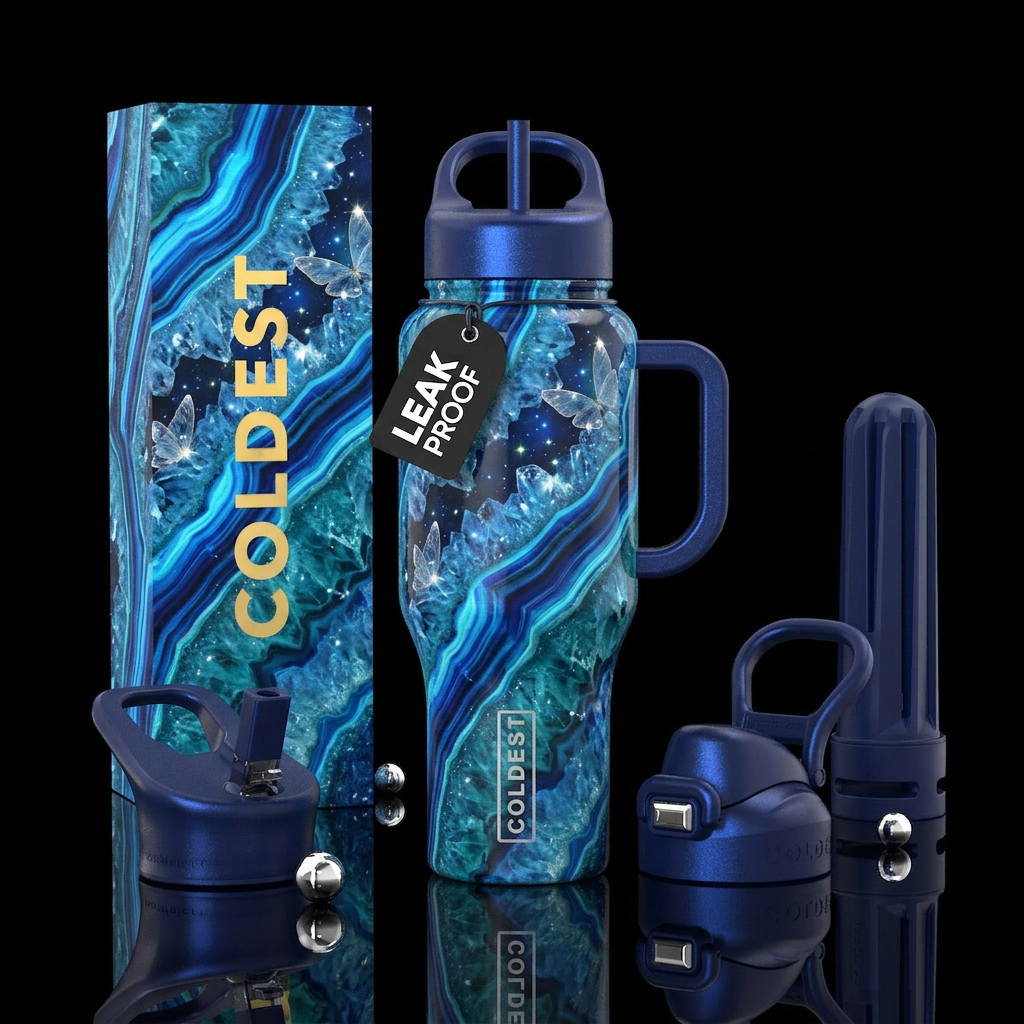 Blue beauty water bottle design