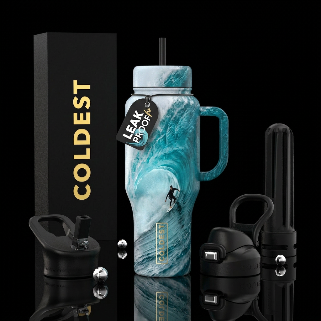 Waves at Teahupoo water bottle design