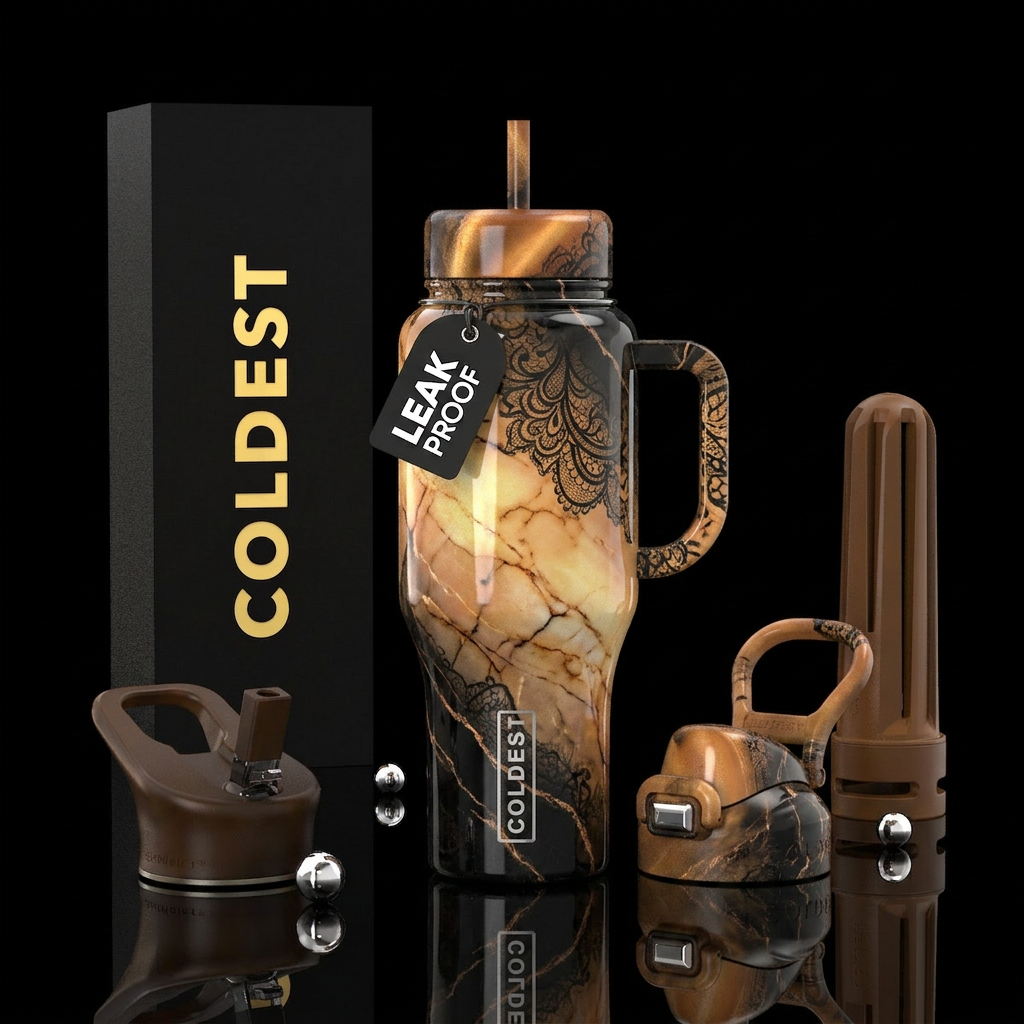 Caramel and lace water bottle design