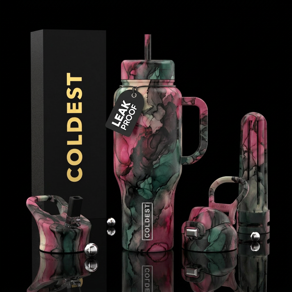 Simple floral, Design using delaminating alcohol i... water bottle design