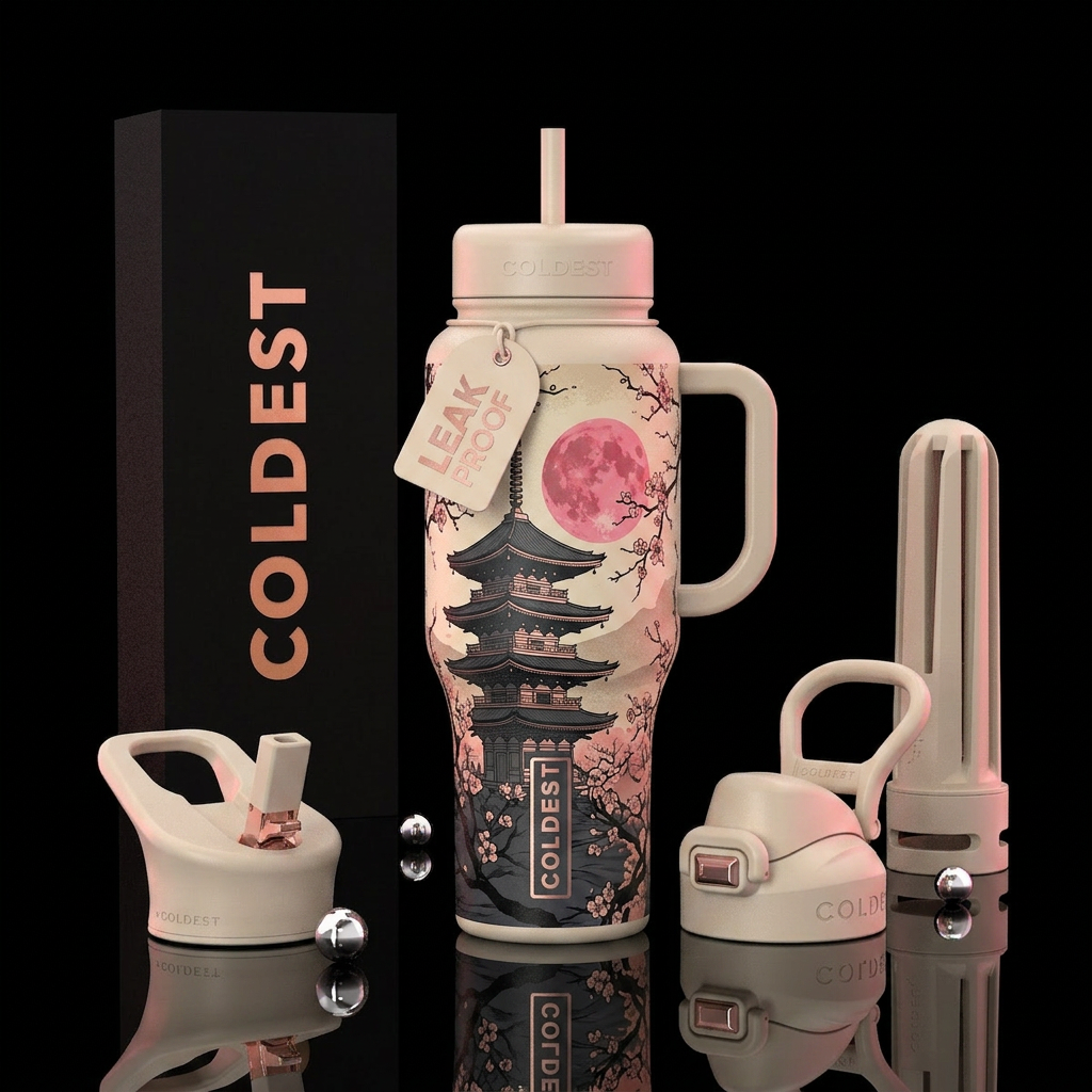 Ukiyo-e water bottle design