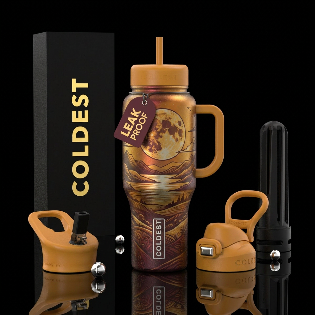 Gold moon water bottle design
