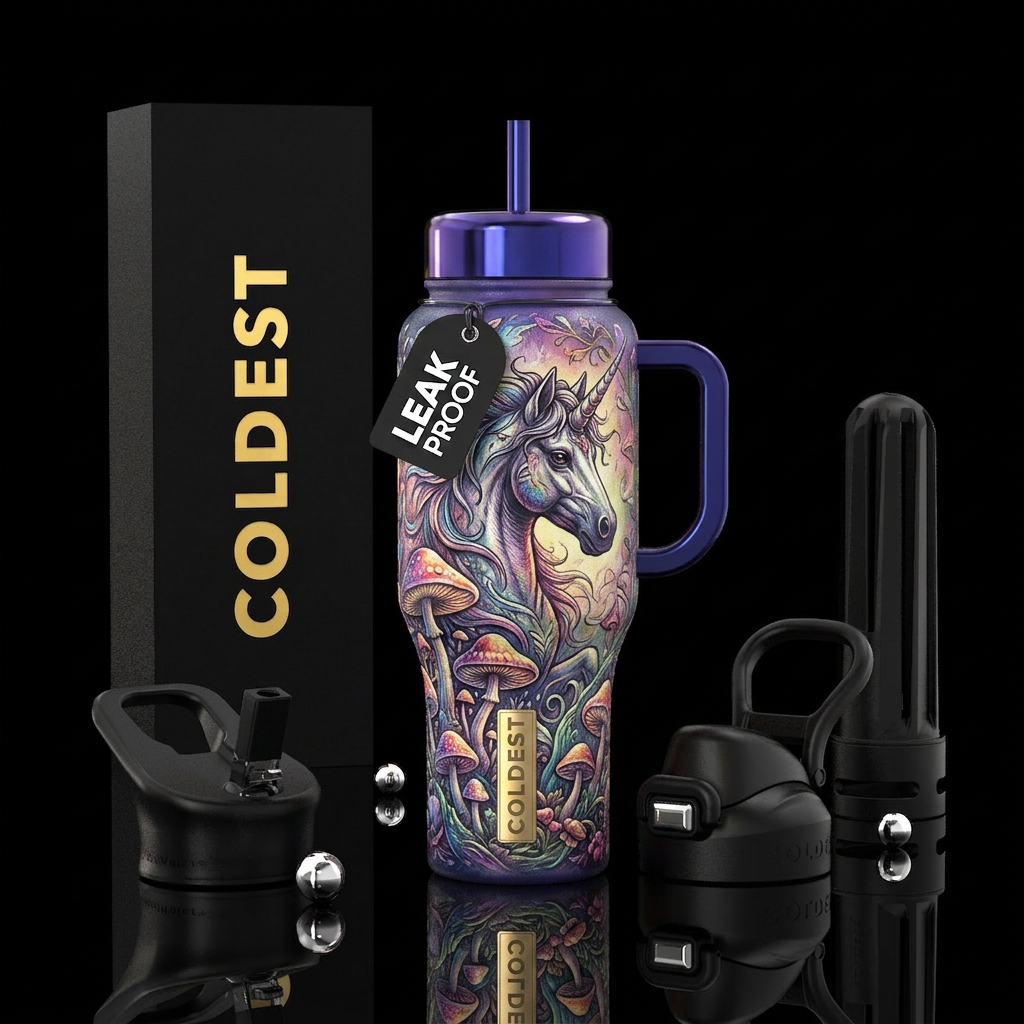 Romantic unicorn water bottle design