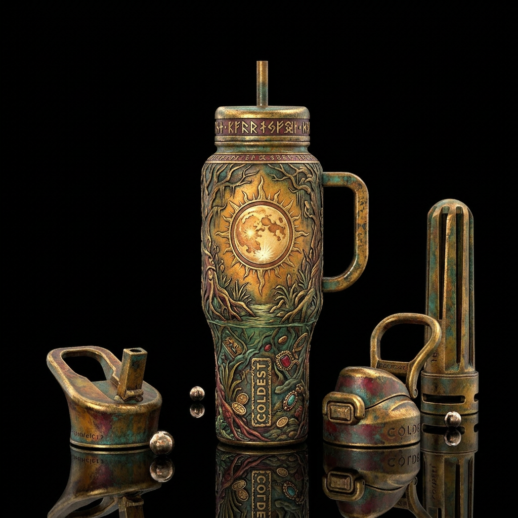 Treasure in moonlight water bottle design