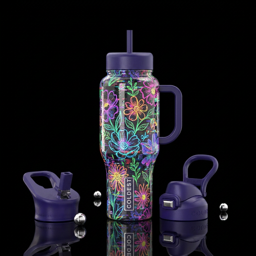 See thru petals water bottle design