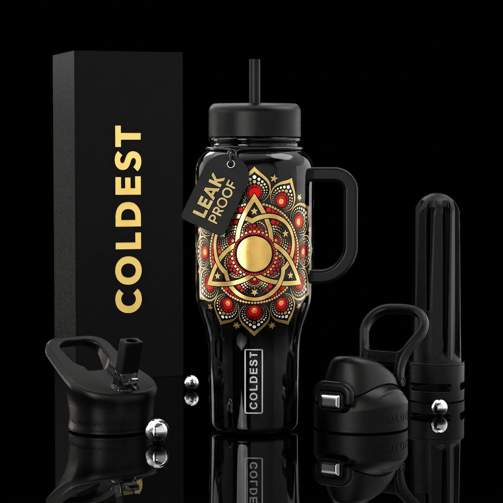 Shiny Mandela water bottle design