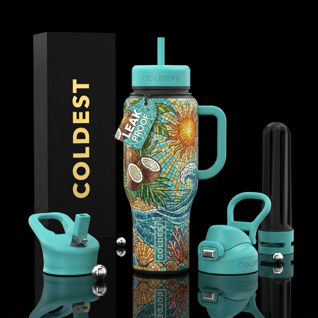 Beachy water bottle design