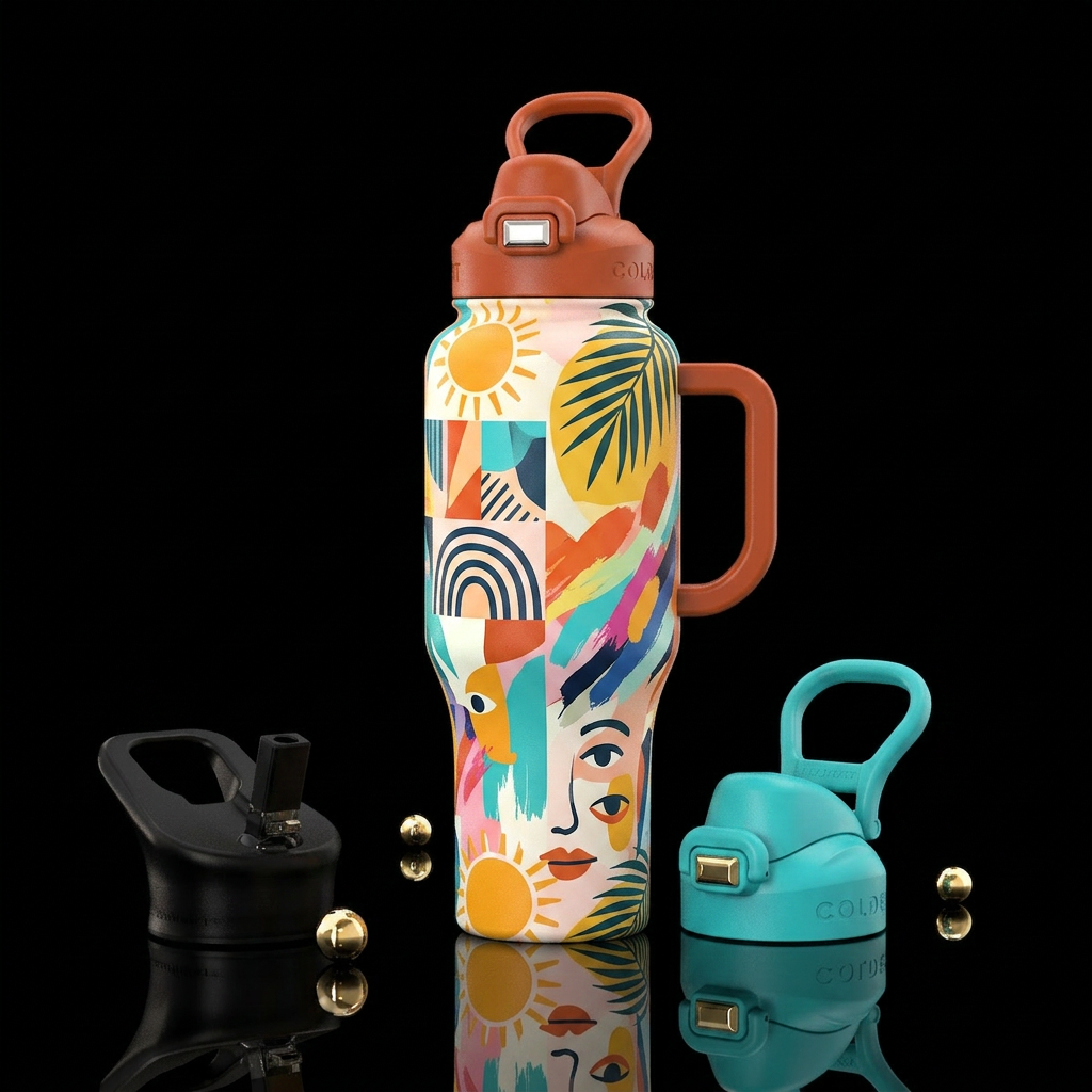 Resting Beach Face water bottle design