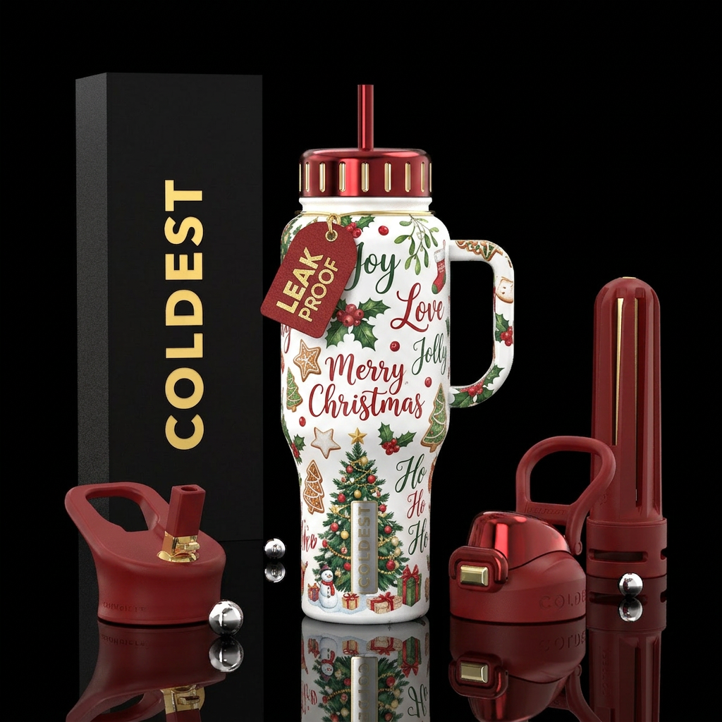 Happy Holidays water bottle design