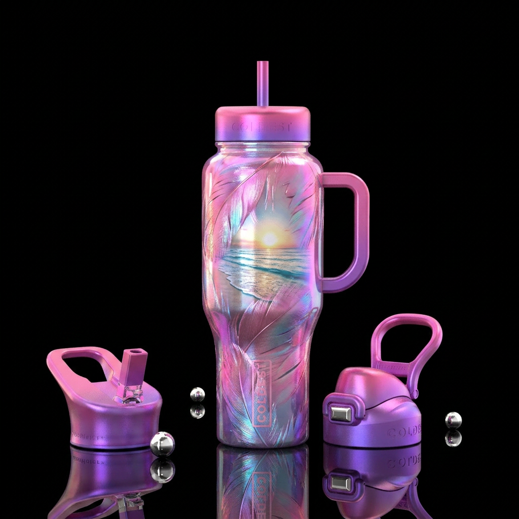 Flamingo vibes water bottle design