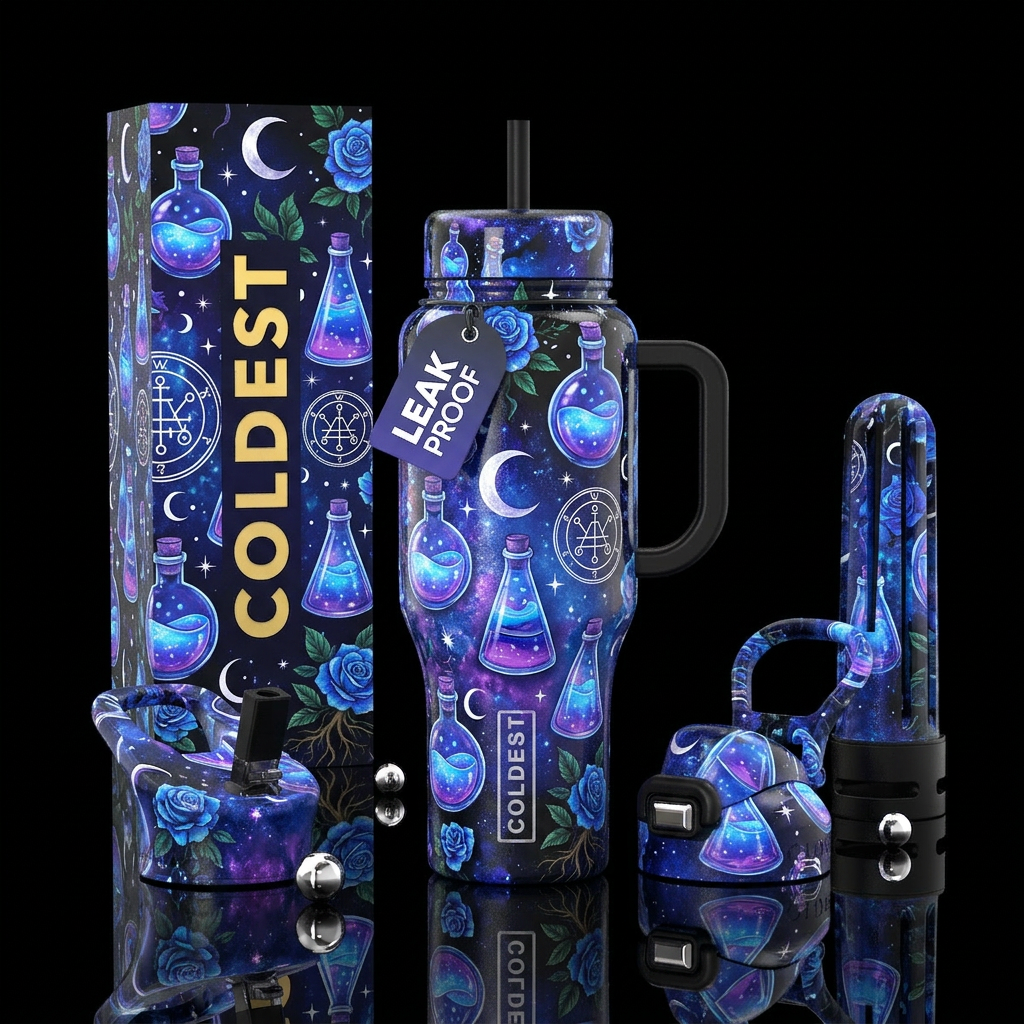 Mystic Blue water bottle design
