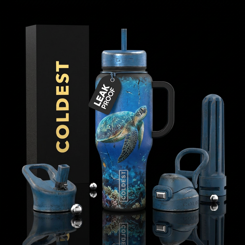 Sea Turtle Blue Ocean water bottle design