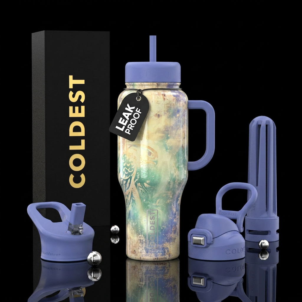 Glossy beach effect of falcon water bottle design