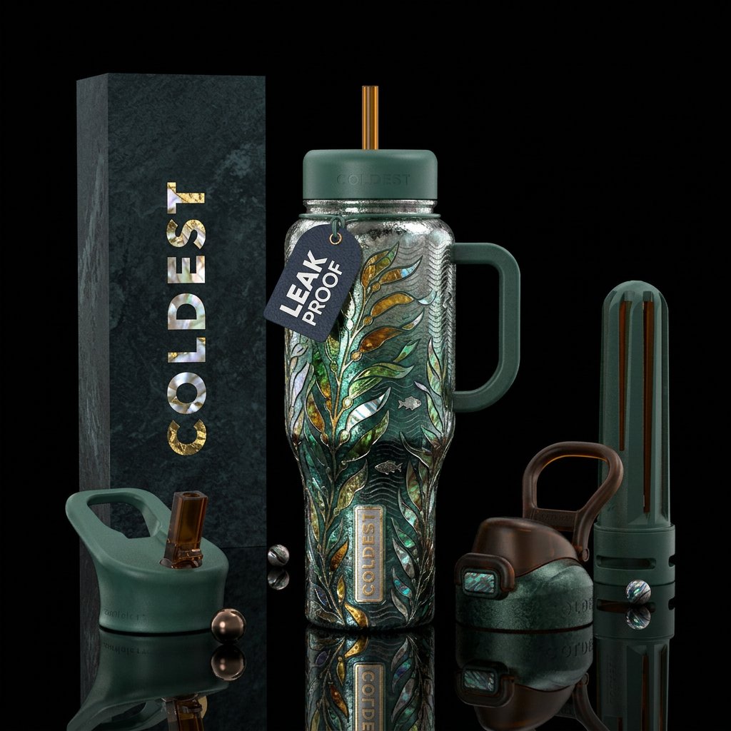 Fragile kelp forest water bottle design