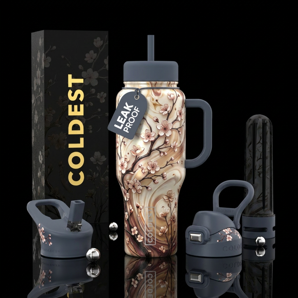Cab, cream and cherry water bottle design
