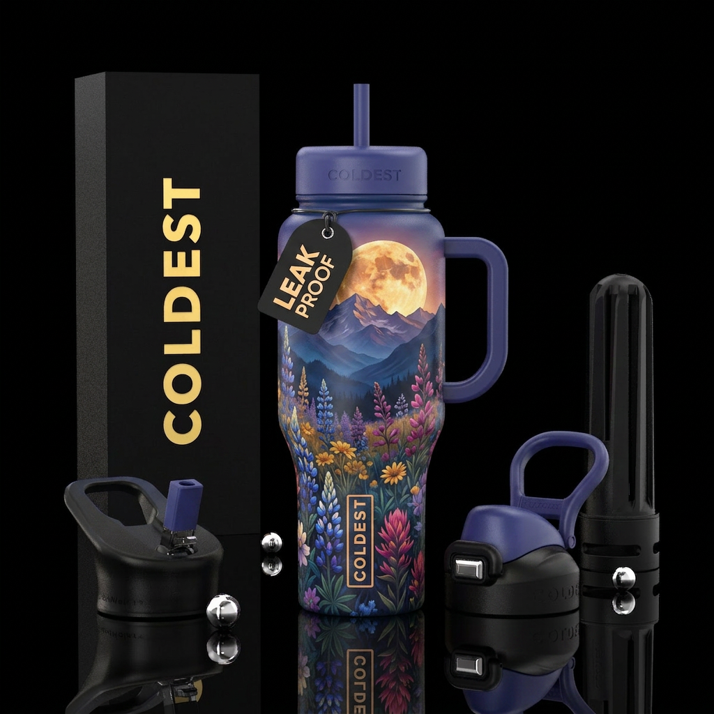 Twilight Mountain Floral water bottle design