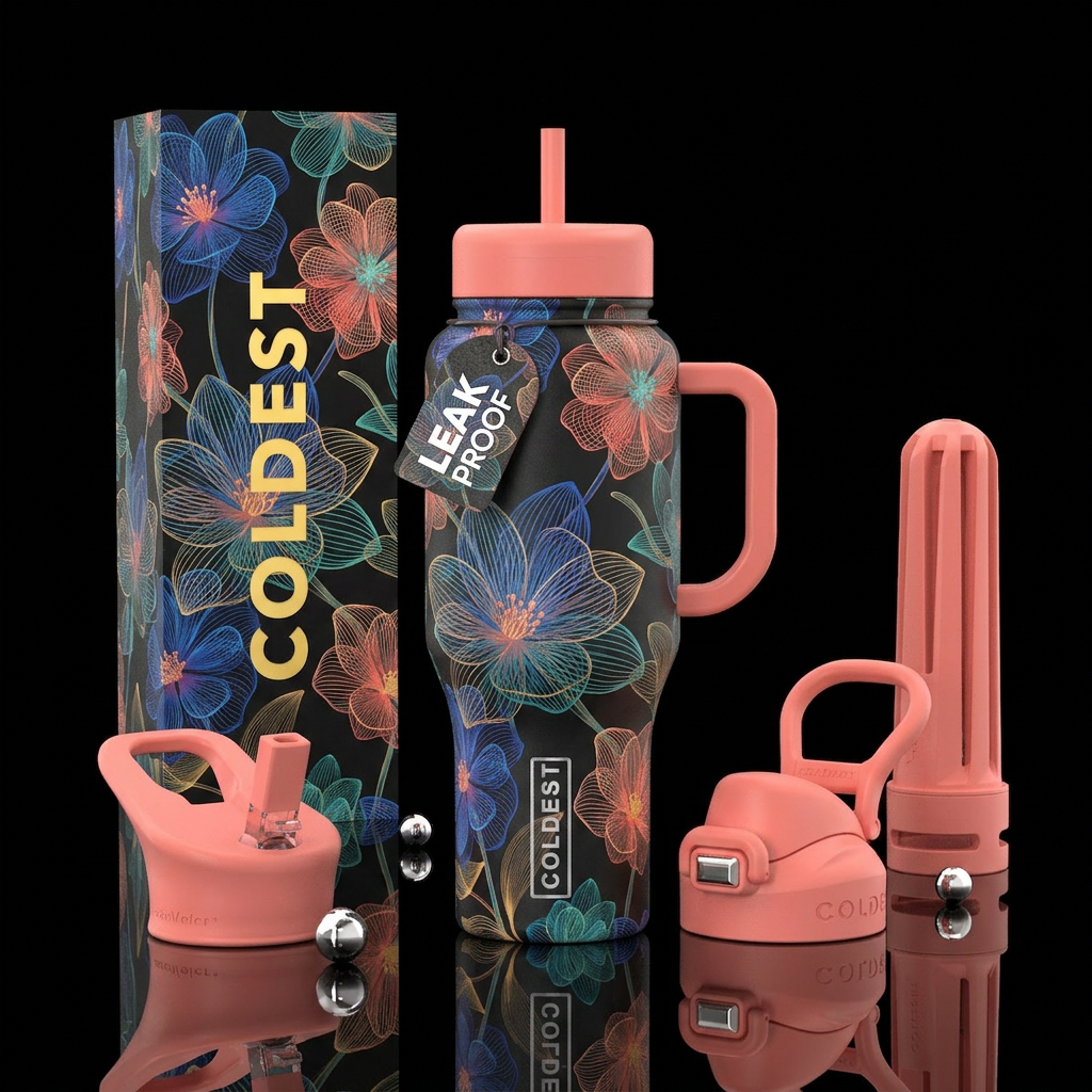 Ethereal wire florals water bottle design