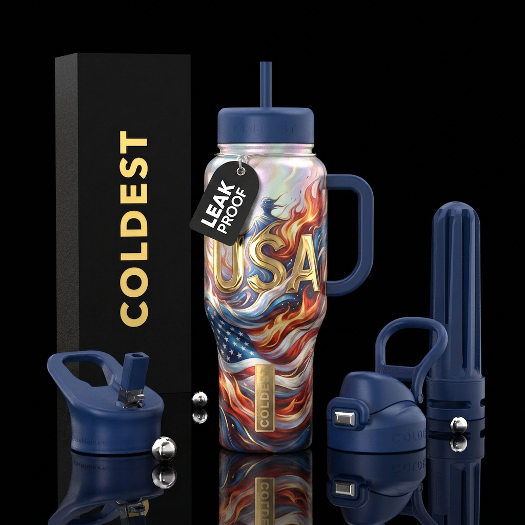 Land of the Free water bottle design