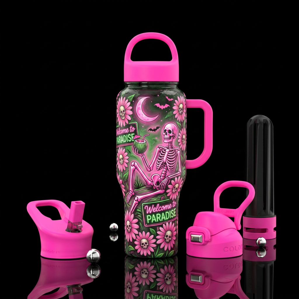 Welcome to Paradise water bottle design