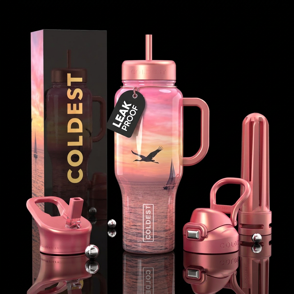 Golden sunset water bottle design