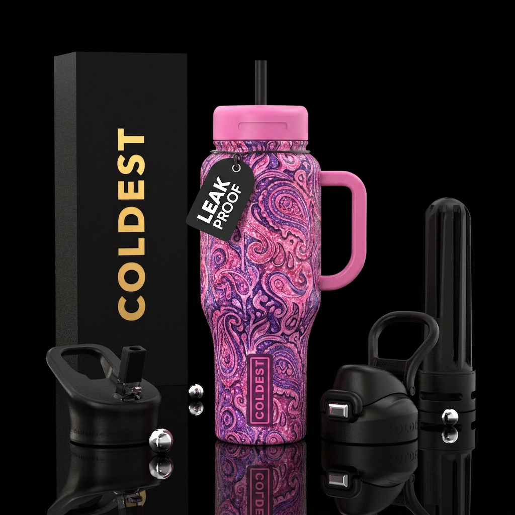 Pretty in pink and purple water bottle design
