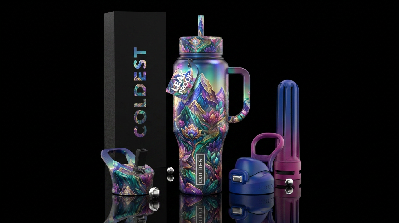 Blooming Peaks water bottle design