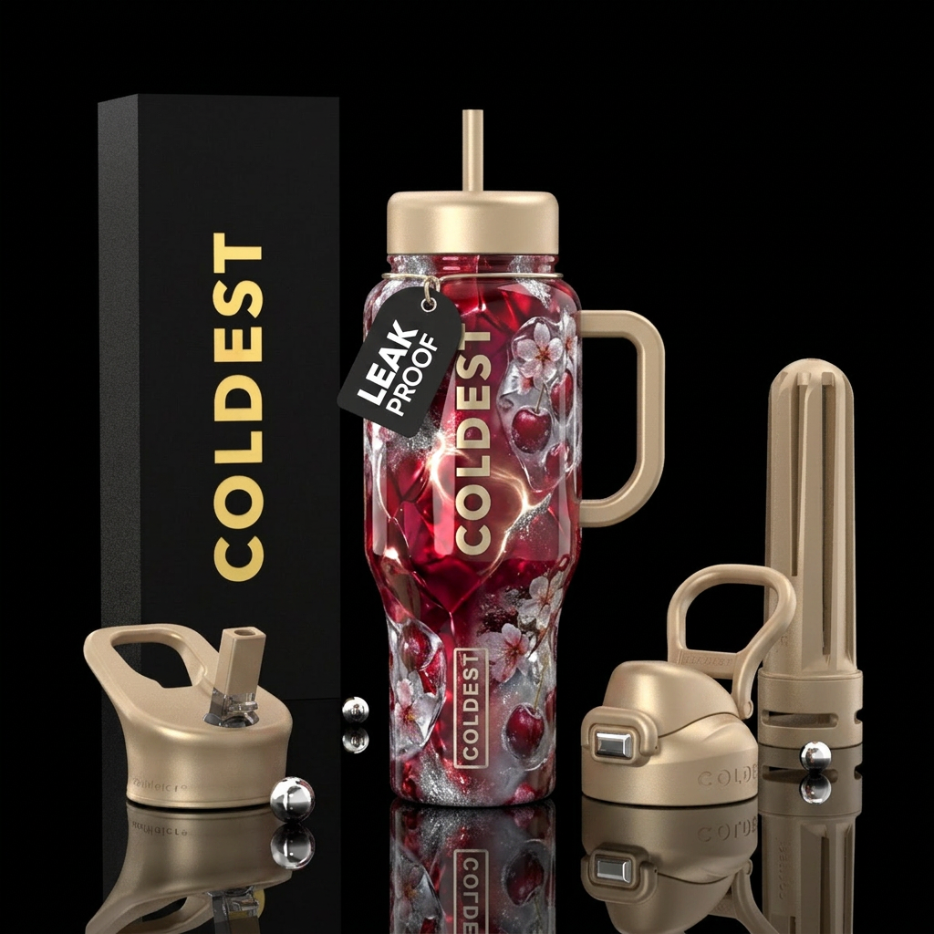 Cherry Blossom Champagne water bottle design